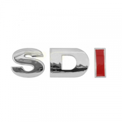 Emblemat znaczek logo napis SDI srebrno czerw 25mm-64812