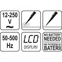 Próbnik napięcia 12-250V 50-500Hz LCD Yato-65483