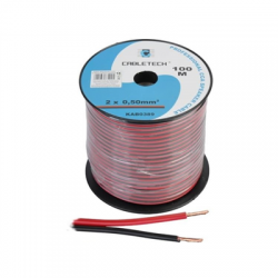 Kabel głośnikowy 0.50mm CCA czarno czerwony 100m-65644