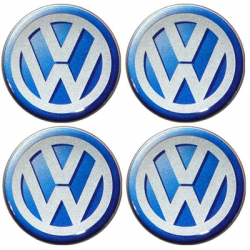 Naklejki na kołpaki emblemat VW 60mm sil niebieski-68024