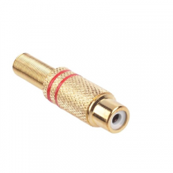 Gniazdo RCA na kabel złote 2 czerwone paski-69659