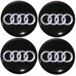 Naklejki na kołpaki emblemat Audi 75mm czarne sil-70193