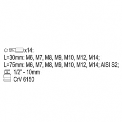 Bity klucze specjalne ribe 15szt M6-M14 Yato 0419-75717