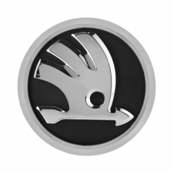 Emblemat znaczek logo Skoda 90mm czarny mat-78353