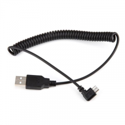 Kabel USB microUSB kątowy sprężyna spirala 1m-79632