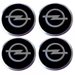 Naklejki na kołpaki emblemat Opel 68mm czarne alu-80360