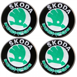 Naklejki na kołpaki emblemat Skoda 45mm sil ziel-84027