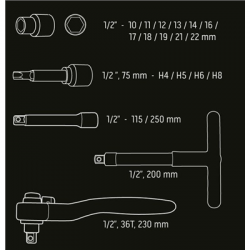 Klucze nasadowe 1/2 10-21mm 1000V 19szt Neo-92767