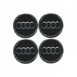 Naklejki na kołpaki emblemat Audi 55mm czarne alu-94793