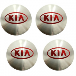 Naklejki na kołpaki emblemat Kia 56mm srebrne alu-94798