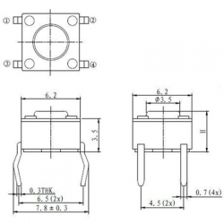 Mikrowłącznik switch pilota 6.0x6.0mm wys 7.0mm-95429