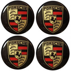 Naklejki na kołpaki emblemat Porsche 75mm sil-96563