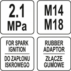 Miernik ciśnienia sprężania 21bar M14 M18 Yato-98222